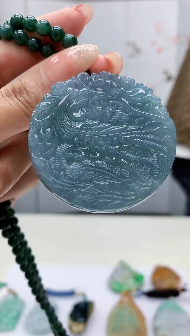 【闪购商品】定制翡翠未镶嵌4812MM-毛货挂件10赠珠链