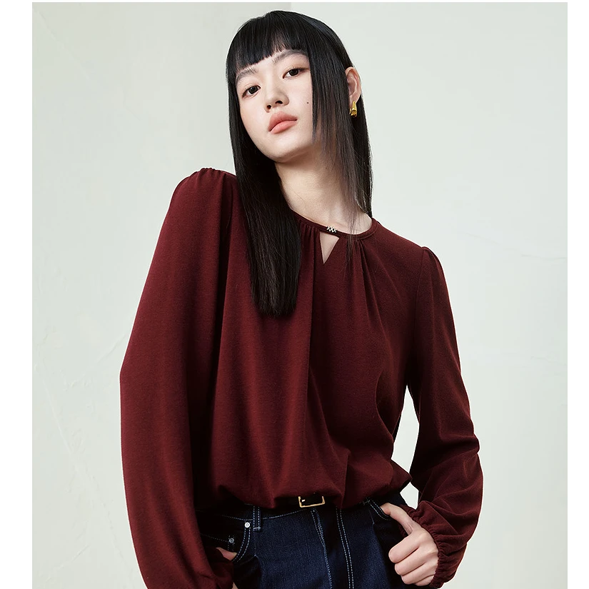 爱居兔2025春季新款时尚百搭宽松舒适长袖针织衫ENZCJ1Q005A