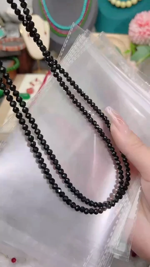 银S925镶嵌颈饰水晶黑耀刻39