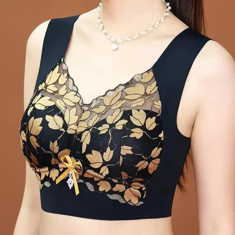 无痕美背内衣大胸显小固定杯背心式文胸聚拢收副乳大码背心女裹胸