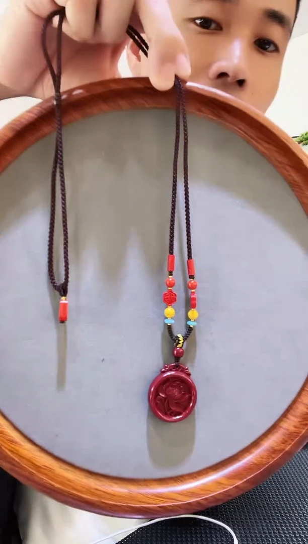 天然辰砂紫金砂莲花毛衣链