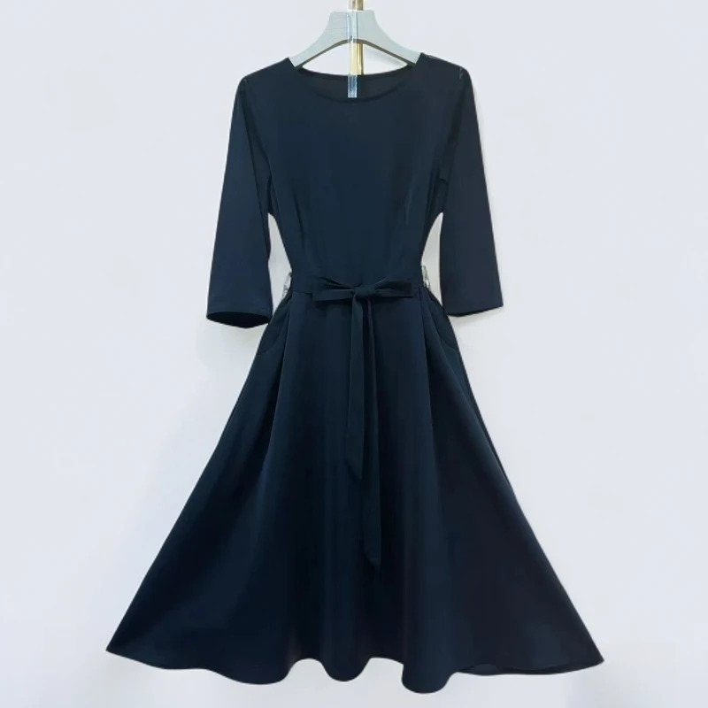 时尚气质百搭减龄2025年初夏显瘦女装连衣裙夏季黑色018