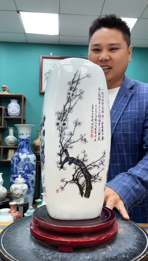 摆件四方瓶陶瓷摆件