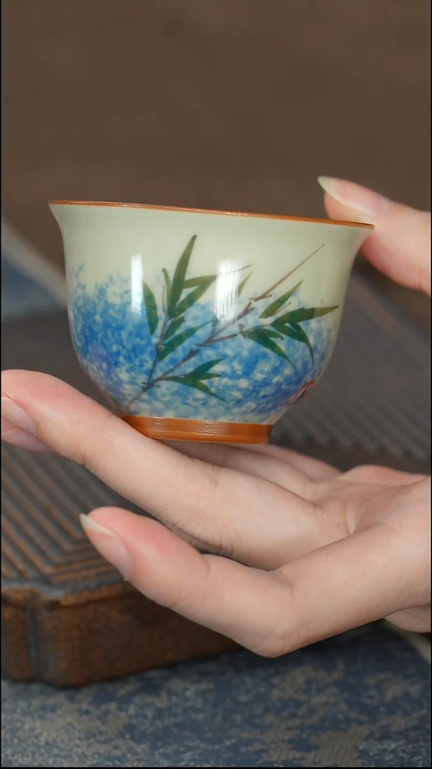 【草木灰蓝竹品茗杯】【9西泠纸盒】