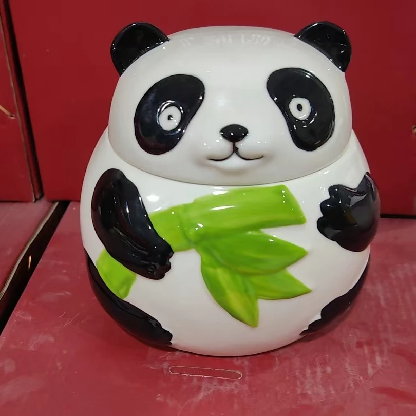 【张氏御瓷】SY-大号熊猫茶叶罐