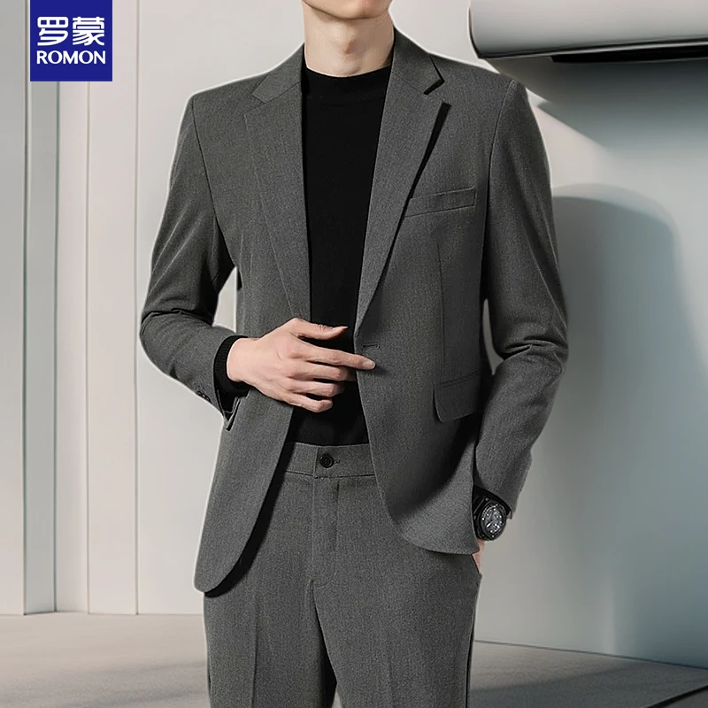 罗蒙男装西服套装外套免烫商务职业正装结婚上衣修身痞帅小西装