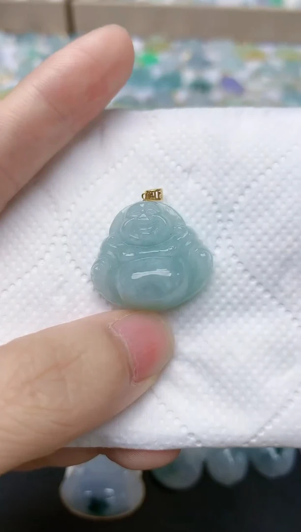 翡翠18K金镶嵌颈饰天然缅甸A货翡翠