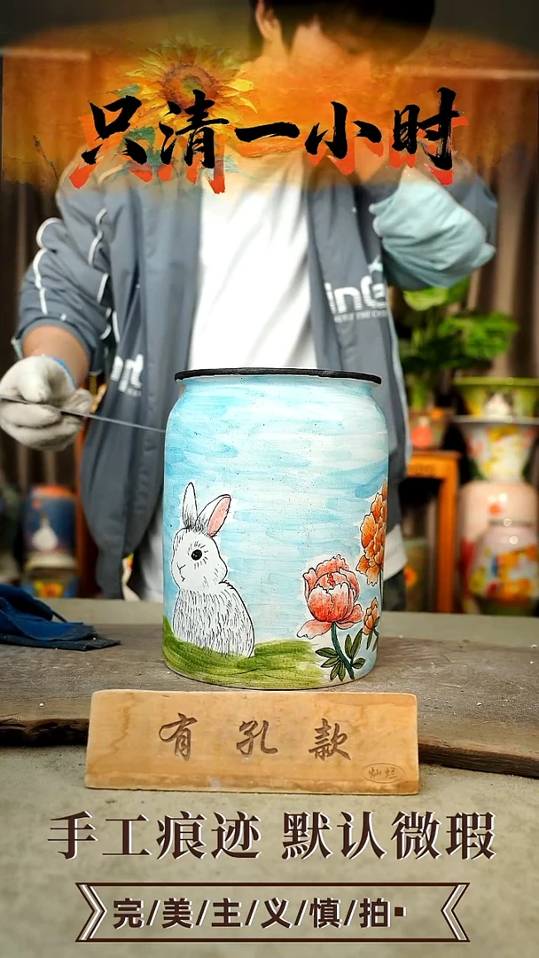 摆件23-289口17高24有孔误差1-2默认微瑕手工花器颜色会有色差
