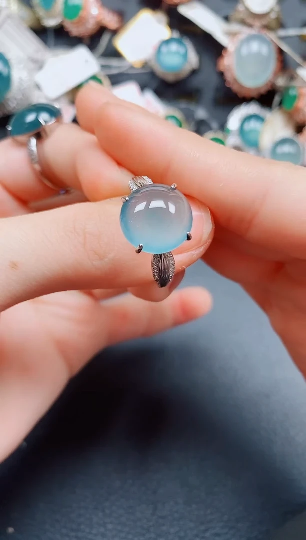 银S925镶嵌戒指翡翠翡翠