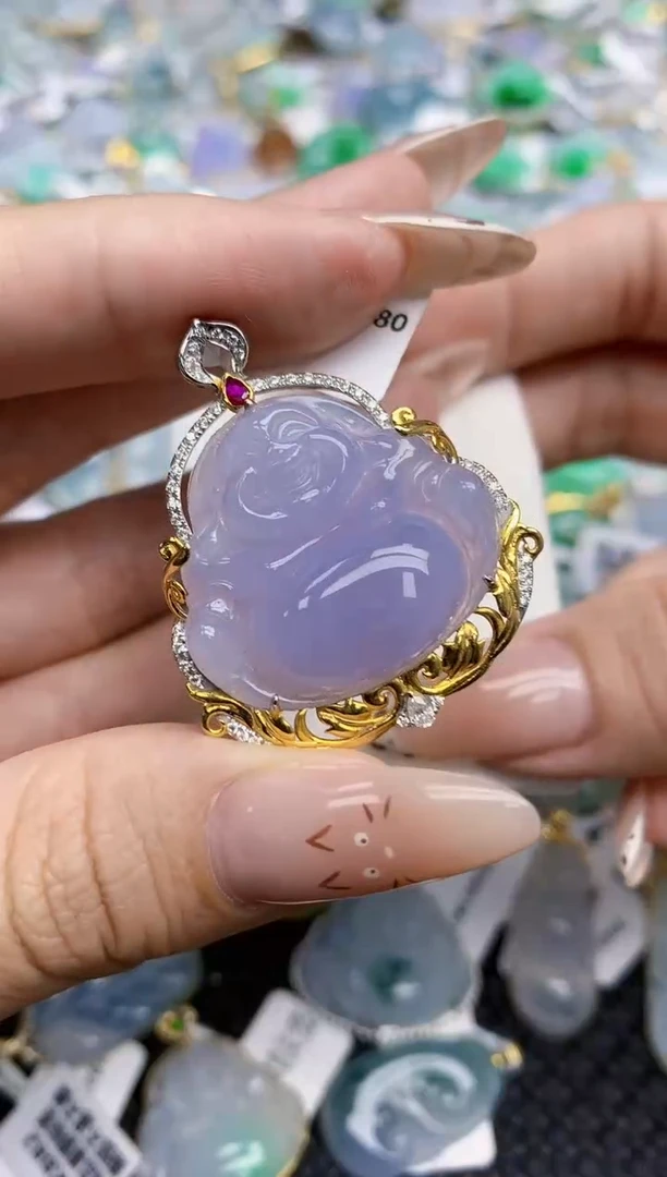 翡翠18K金镶嵌颈饰235   天然翡翠A货