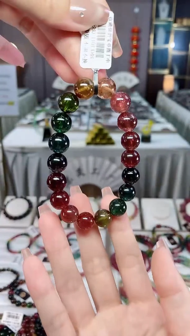 未镶嵌老矿碧玺彩虹单圈手串11mm+碧玺hon多样性发货一条