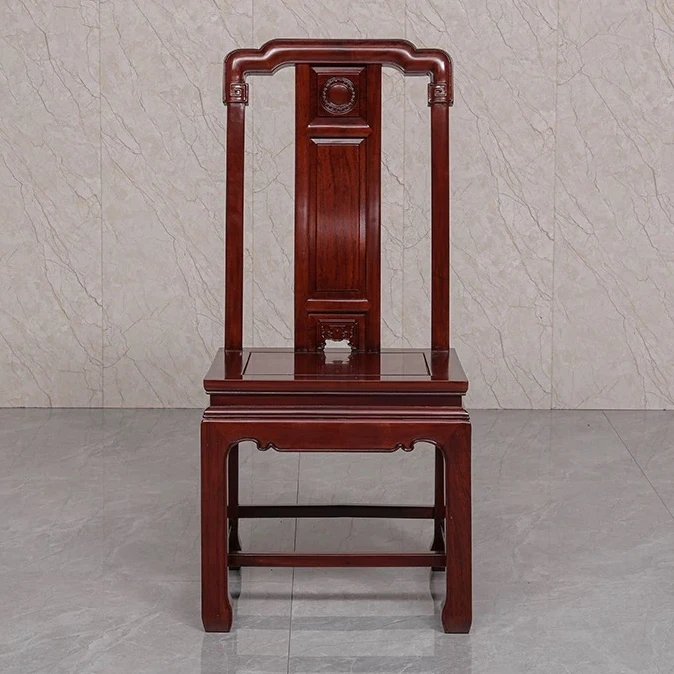 南美酸枝国色天香餐椅椅子实木餐椅靠背椅官帽椅雕花客厅古典