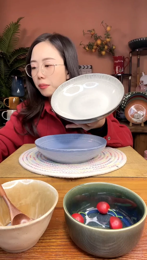 陶瓷8英寸复古深盘 2件 微瑕疵