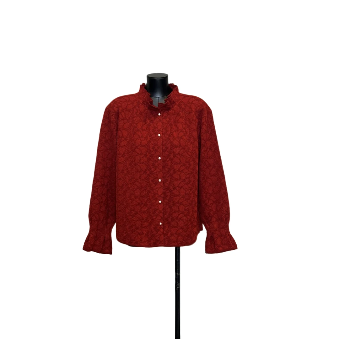 「利琪高订」国风新中式百搭时尚轻奢绵羊毛花边领纯色衬衫A7197