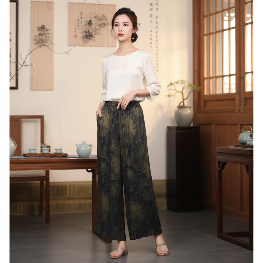 新款时尚轻奢松紧腰休闲裤245046