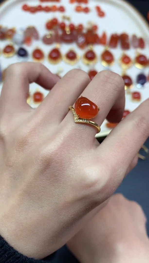 【闪购商品】南红玛瑙戒指18K金镶嵌戒指A22|1980