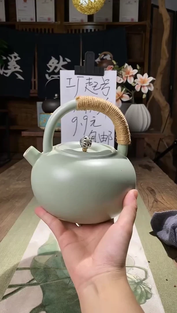 069浅绿煮水提梁壶