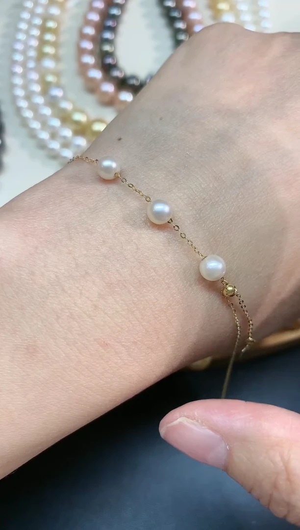 【闪购商品】海水珍珠手链18K金镶嵌A173|780