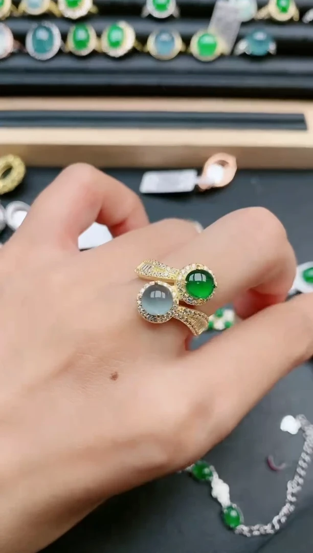 翡翠戒指银S925镶嵌111111