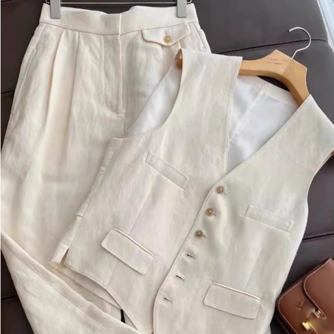 潮流洋气时尚套装女士夏季新款马甲背心阔腿裤时髦宽松百搭两件套