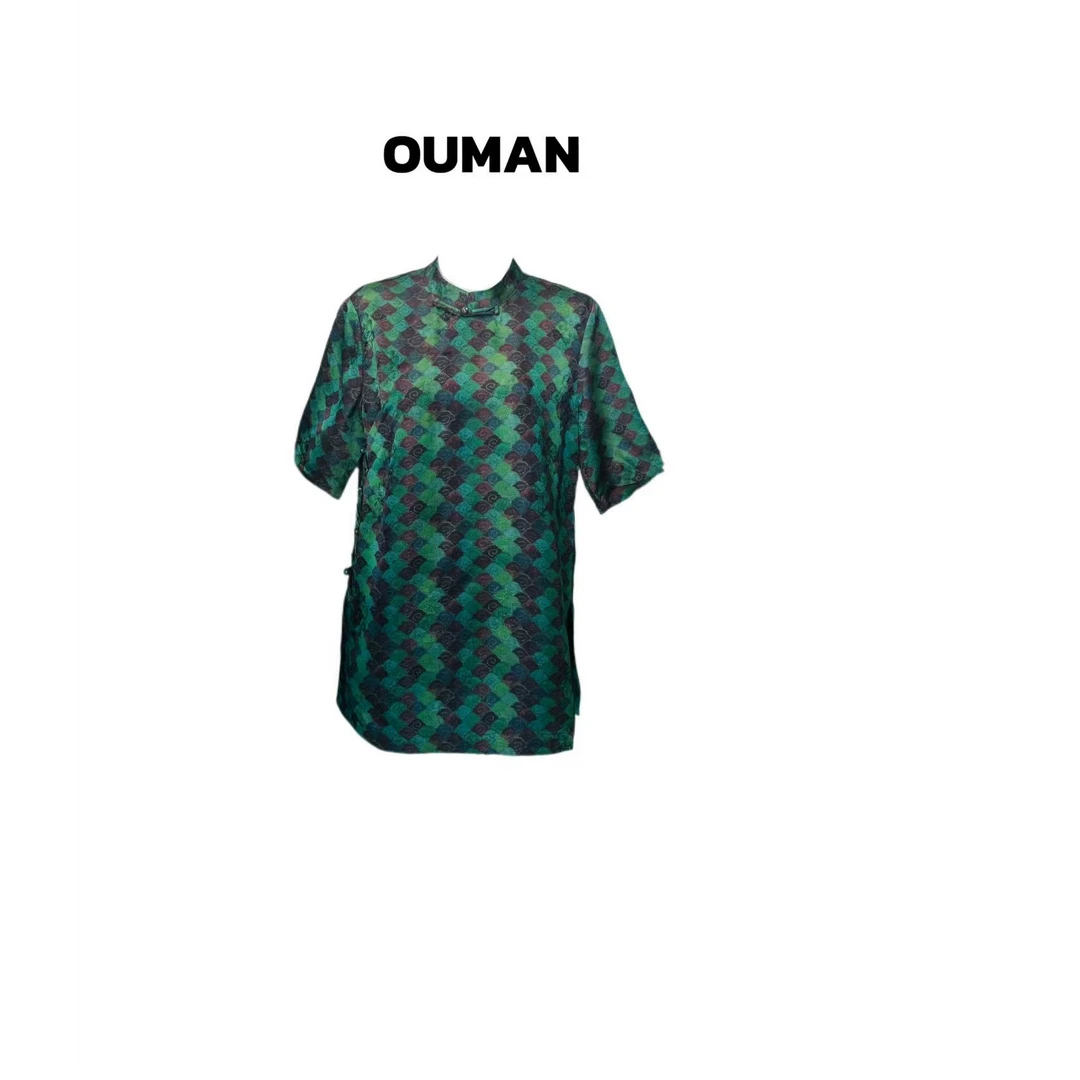 欧漫家【香云纱•翡翠云海】国风立领斜襟上衣