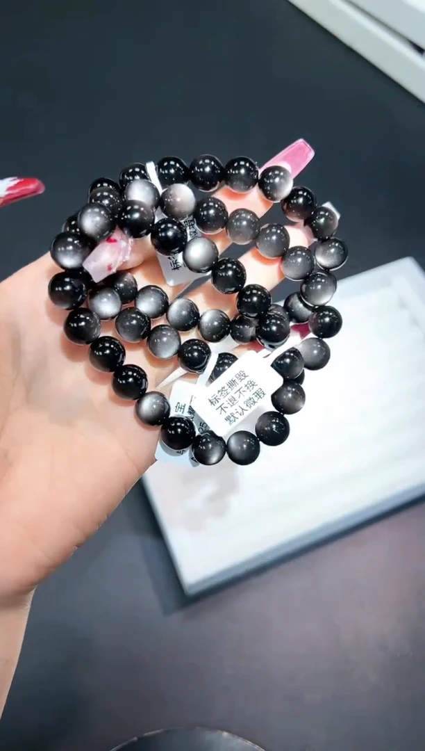 【闪购商品】黑曜岩手串未镶嵌9j多样性发其一/1条10mm默认微瑕