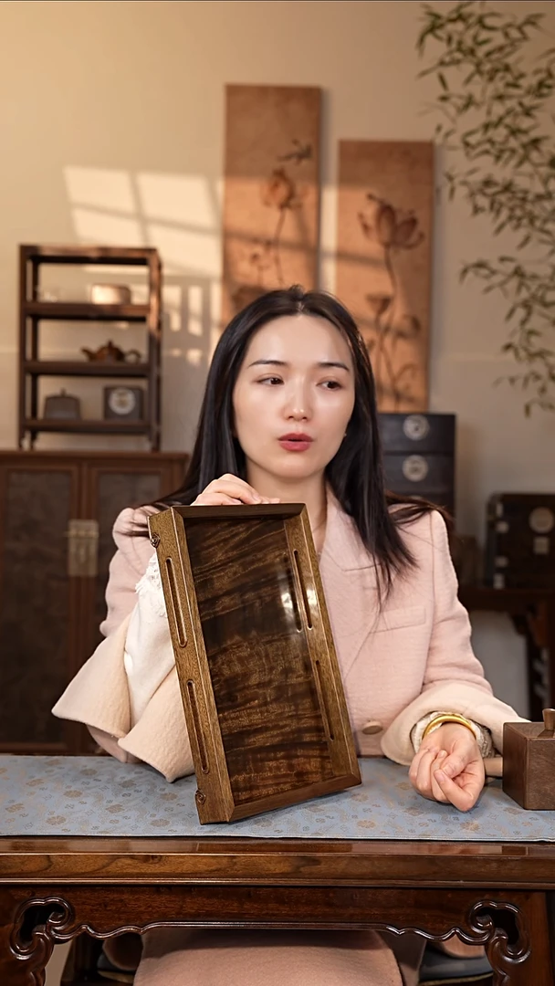乌木类家具金丝楠阴沉木 满纹独板纹盘