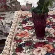 ZN102-249棉麻交织布【75*150】米白色百花齐放水溶边桌布