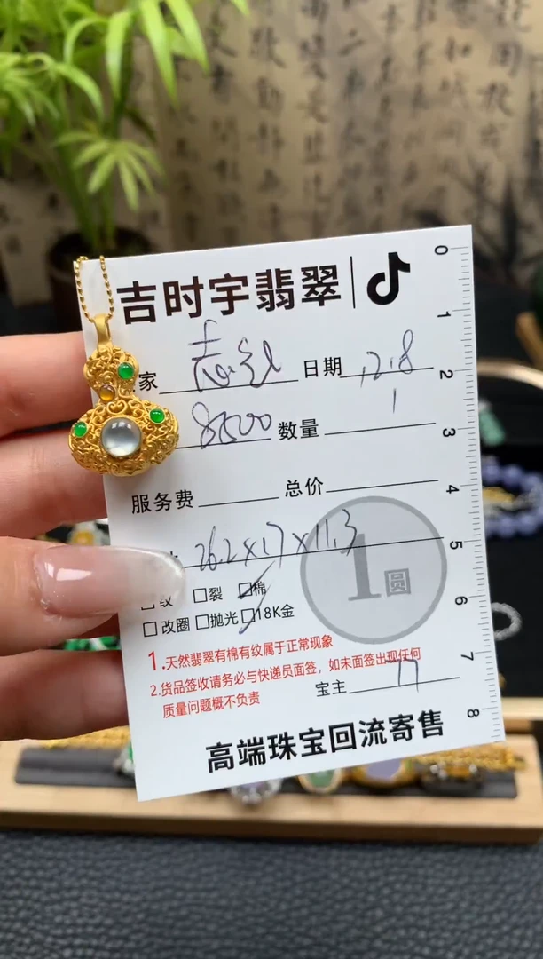 颈饰18K金镶嵌翡翠志*！翡翠套链