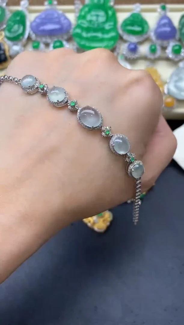 【闪购商品】翡翠手串18K金镶嵌437-中国好珍宝