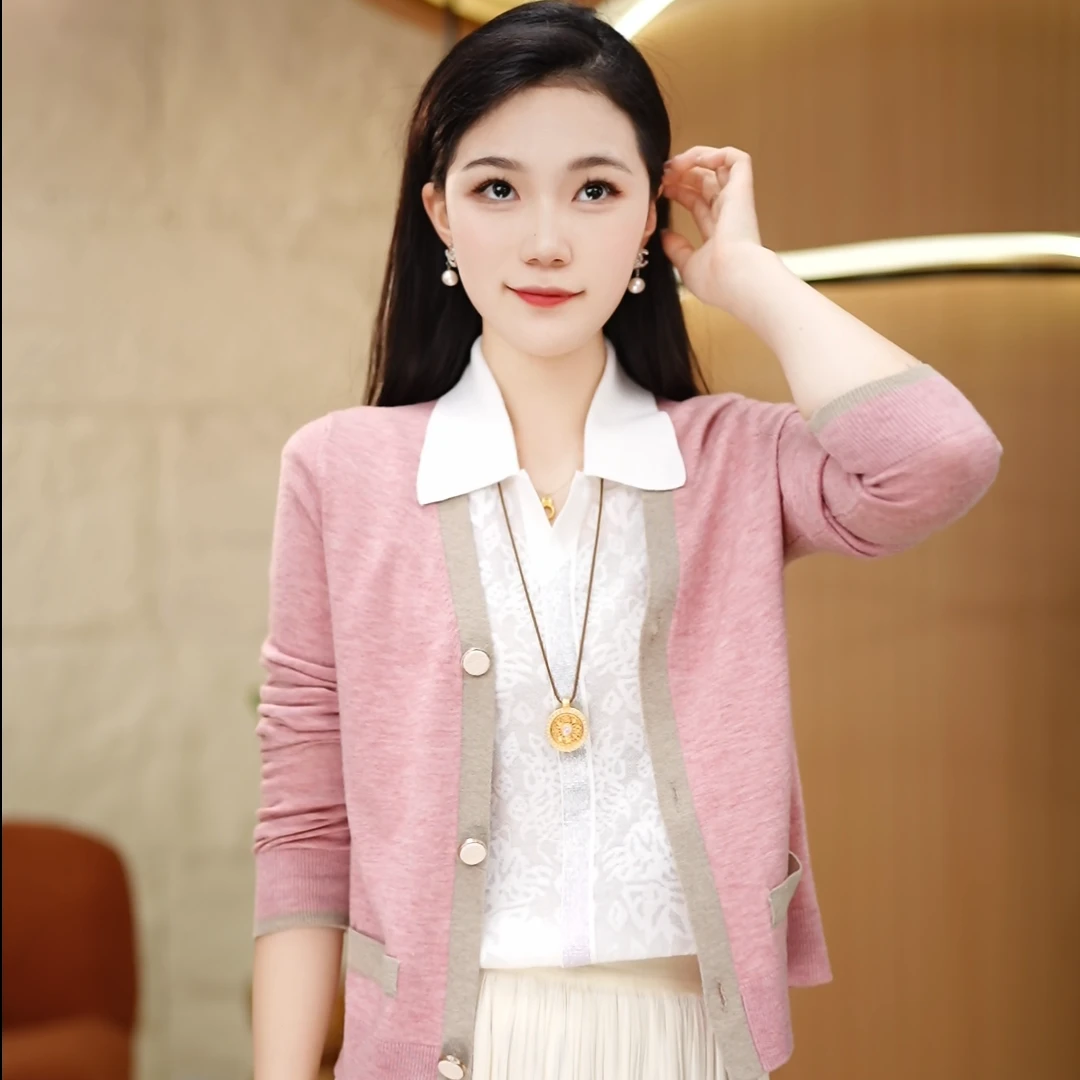 亲肤'超柔软- 早秋上新百搭丝光羊毛防潮透气松弛开衫2057