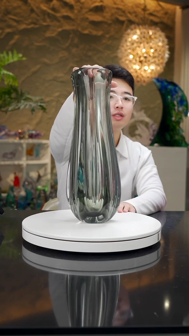手工艺品琉璃Z***惜福利灰色花瓶