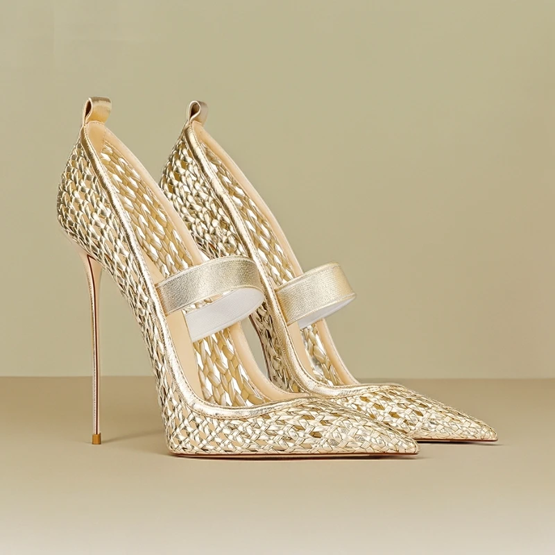 2025秋季新款气质超火高跟凉鞋女高贵轻奢浅金色法式百搭细跟尖头