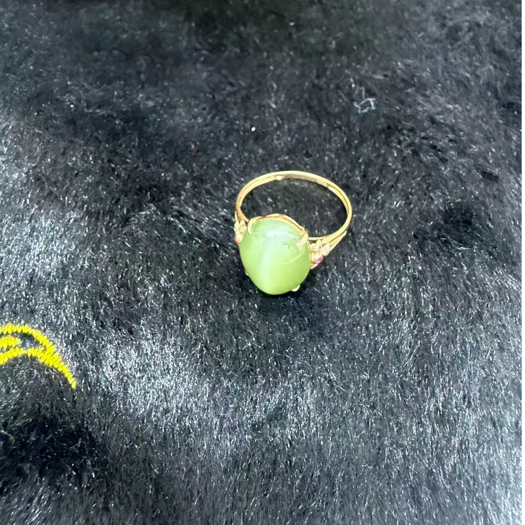 F1303  猫眼和田玉戒指大气时尚18k