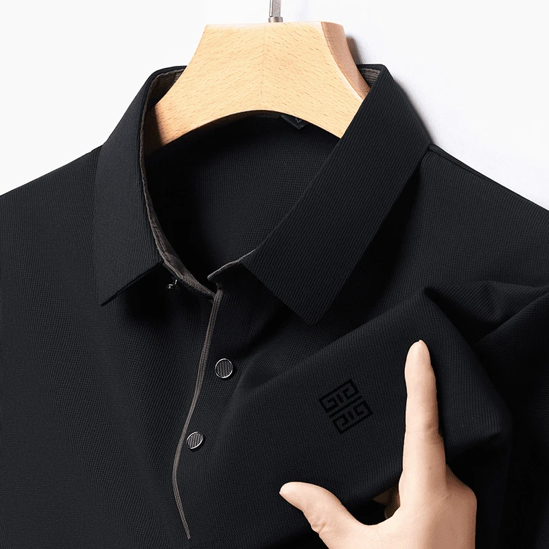 保罗波士敦夏季冰丝短袖T恤男士翻领中年上衣休闲POLO衫