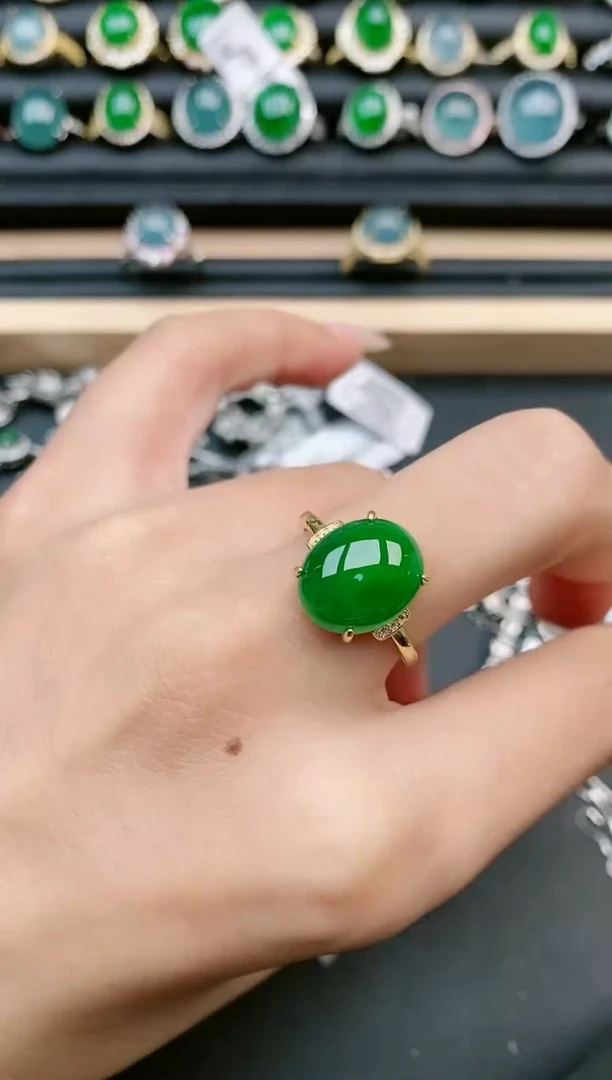 翡翠戒指银S925镶嵌1111