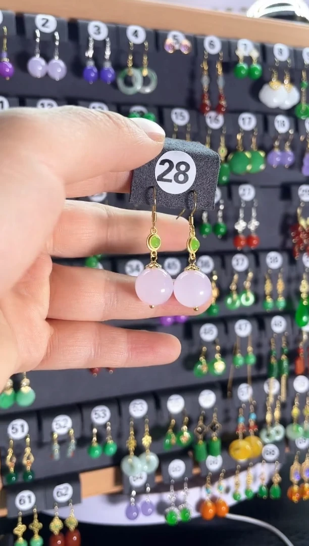 【闪购商品】翡翠耳饰银S925镶嵌28