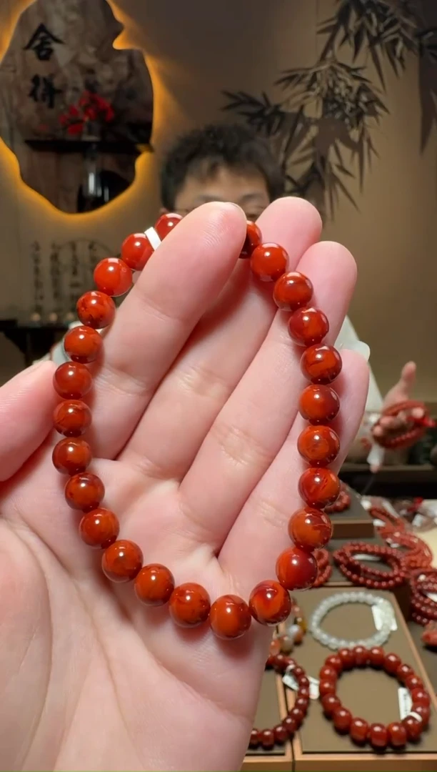 未镶嵌原矿手串南红玛瑙一条7mm+ 多样性发货