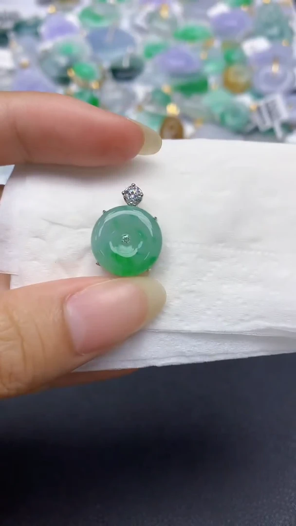 颈饰银S925镶嵌翡翠天然缅甸a货翡翠百元以上9元证书费自理