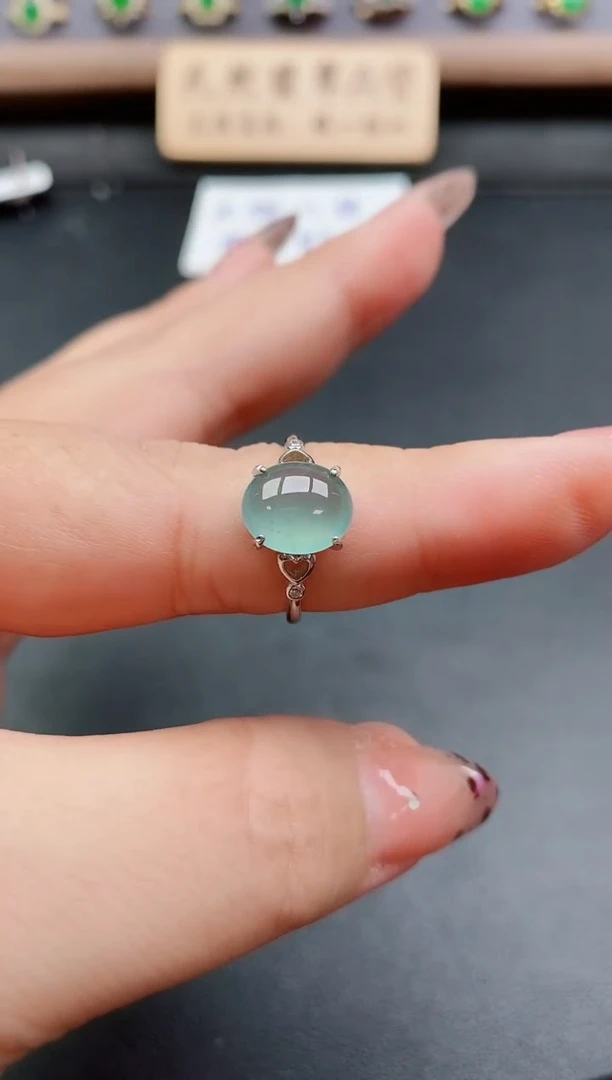 银S925镶嵌戒指翡翠1