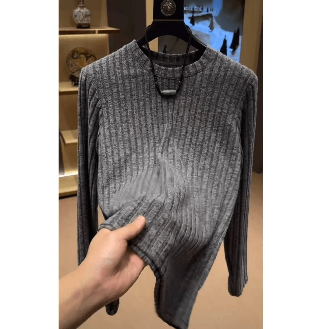 慵懒风松弛感磨毛长袖t恤男秋季潮牌高级感内搭打底卫衣宽松上衣