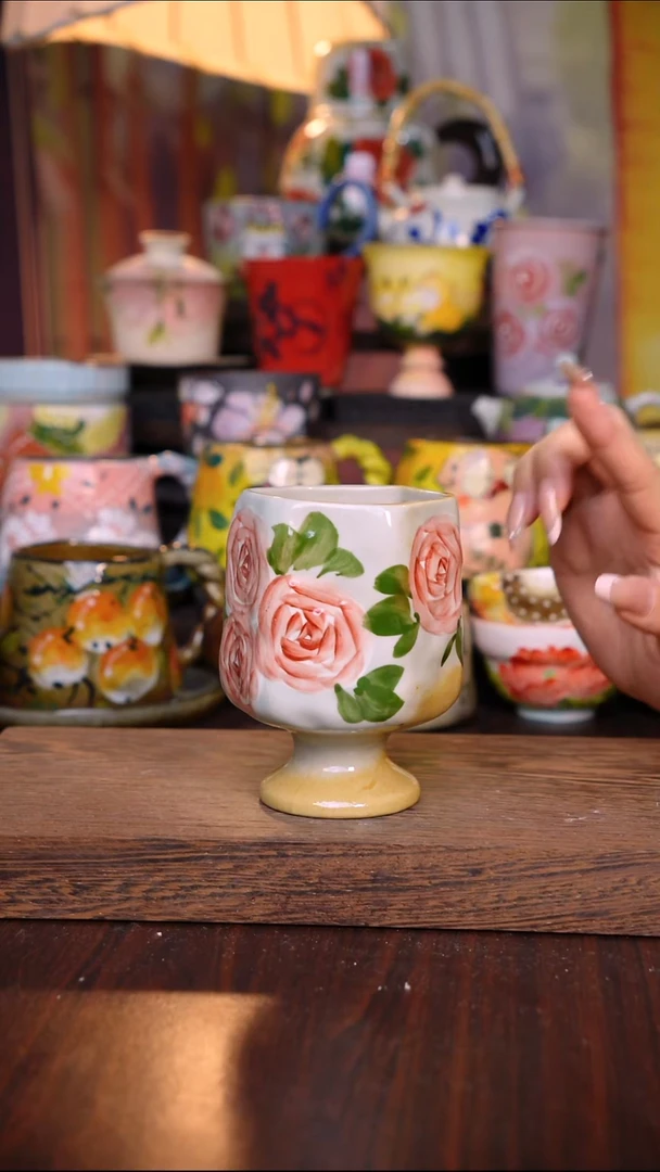 杯子陶泥垚手作 景德镇手工手绘陶瓷器物
