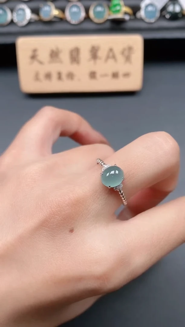 银S925镶嵌戒指翡翠1