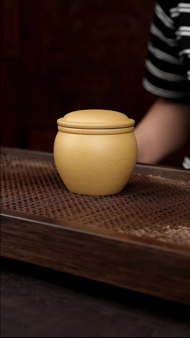 茶壶紫砂黄金段大缸茶叶罐