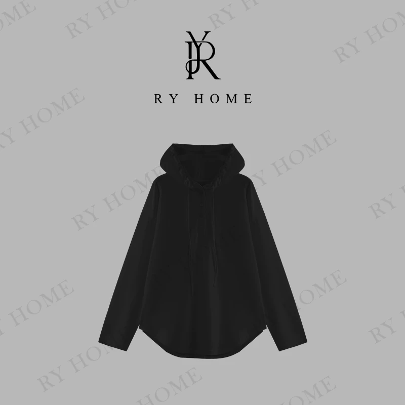 【容雨RYHOME】“诗霜”100%棉＋秋季薄款连帽长袖帽衫243T1754