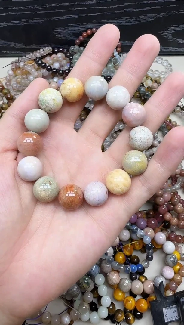 玛瑙/玉髓半成品未镶嵌珊瑚玉15.2mm
