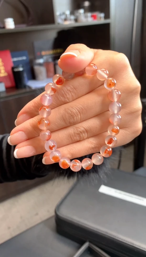 【闪购商品】南红玛瑙手串未镶嵌原矿南红锦鲤卡8圆珠手串