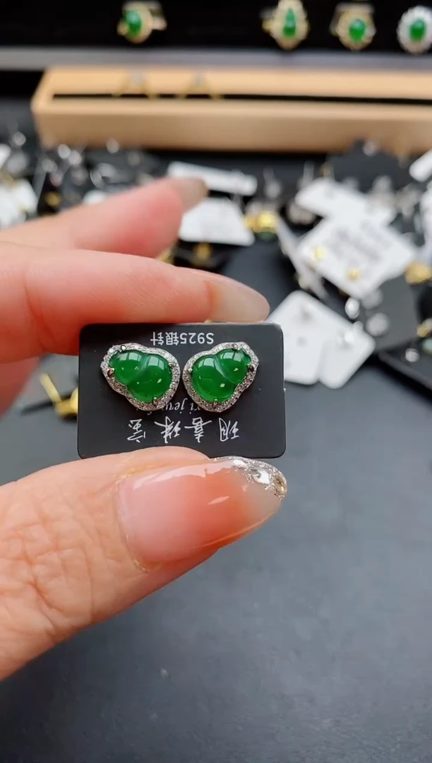 银S925镶嵌戒指翡翠1