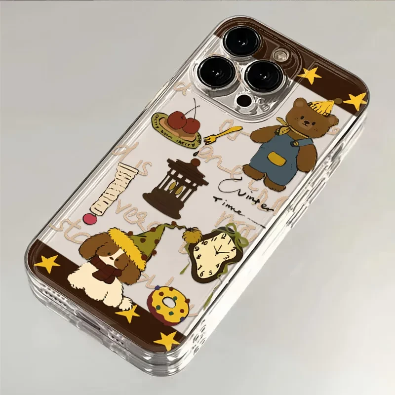 美拉德小熊适用iPhone13手机壳华为荣耀透明VIVO创意OPPO小米一加
