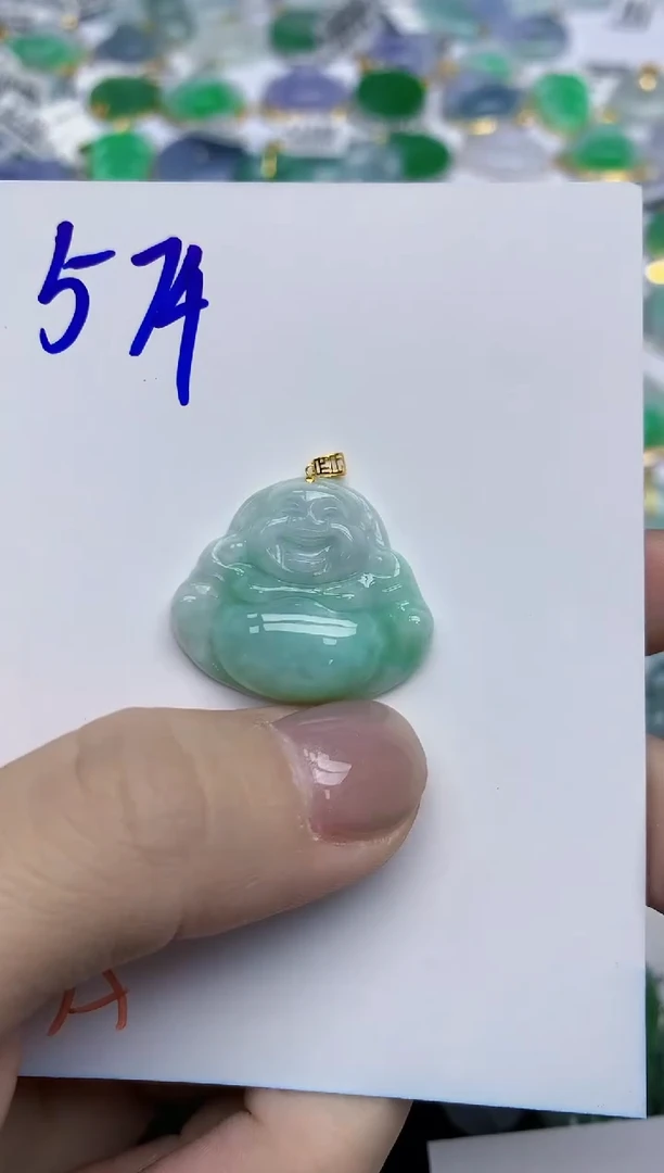 【闪购商品】翡翠挂件18K金镶嵌天然翡翠A货